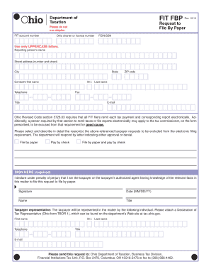 Ohio FIT Paper Filing Request Form