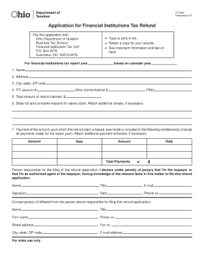 Ohio Financial Institutions Tax Refund Application
