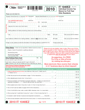 Ohio IT 1040EZ Form