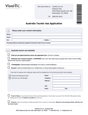 Australia Tourist Visa Application Form 1419