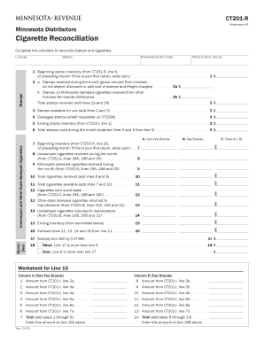 Minnesota Cigarette Reconciliation Form