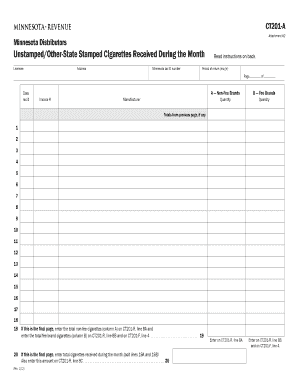 Minnesota Cigarette Tax Report Form