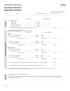 Minnesota Cigarette Inventory Form