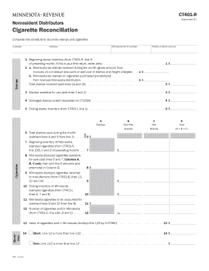 Minnesota Cigarette Reconciliation Form