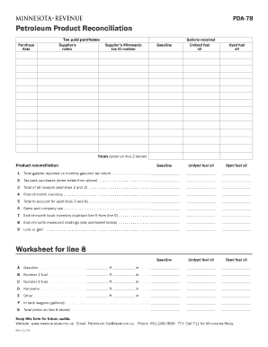 Minnesota Petroleum Product Reconciliation Form