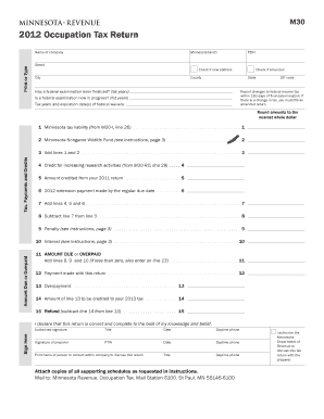 Minnesota Occupation Tax Return Form M30