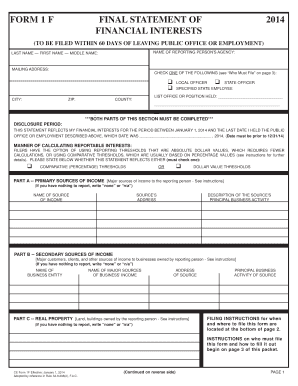 Florida Final Statement of Financial Interests Form 1F