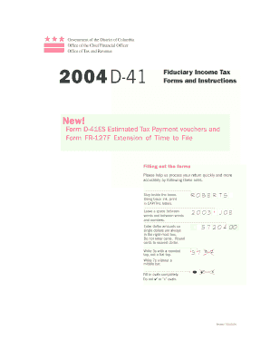 District of Columbia Fiduciary Income Tax Form D-41