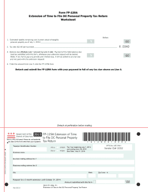 DC Personal Property Tax Return Extension Form