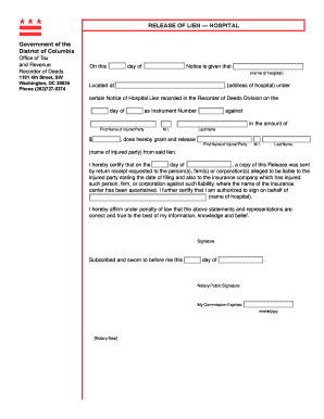 Release of Hospital Lien