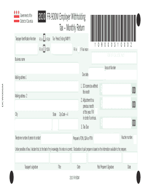 DC FR-900M Employer Withholding Tax Return