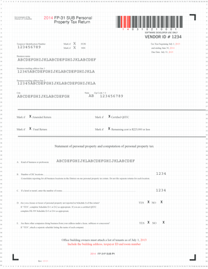 District of Columbia 2014 Personal Property Tax Return