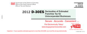 2012 D-30ES Franchise Tax Declaration