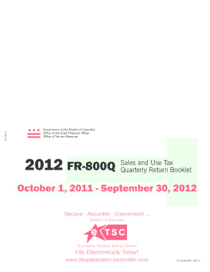 District of Columbia Sales and Use Tax Quarterly Return