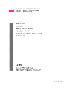 District of Columbia Sales and Use Tax Monthly Returns
