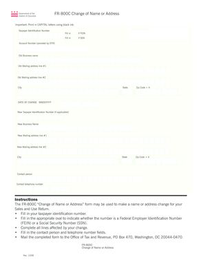 FR-800C Change of Name or Address
