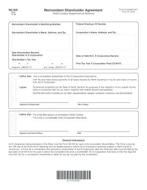 North Carolina Nonresident Shareholder Agreement