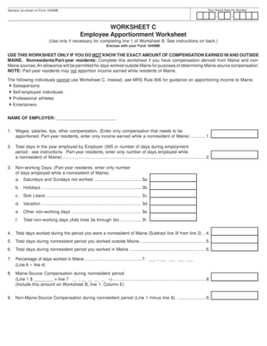 Worksheet C employee apportionment PDF 29 K - Mainegov - maine