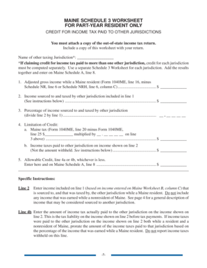 Maine Schedule 3 Worksheet