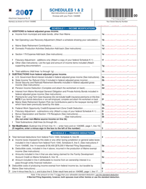 Maine Schedule 1 & 2 Form 2007