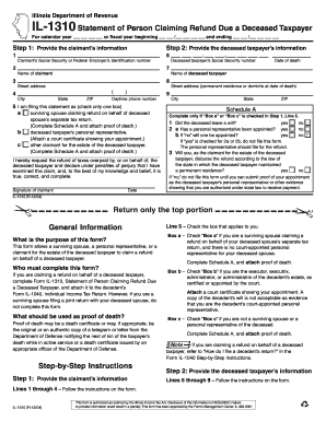 Illinois IL-1310 Statement of Person Claiming Refund Due a Deceased Taxpayer