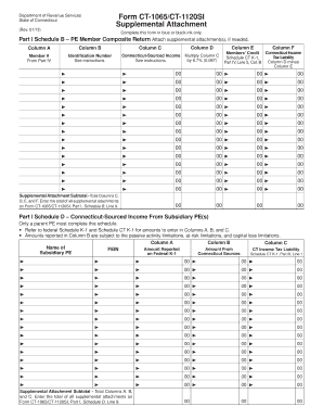 Connecticut Form CT-1065/CT-1120SI Supplemental Attachment