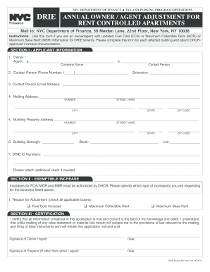 Annual Owner/Agent Adjustment for Rent Controlled ... - NYC.gov - nyc