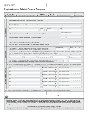 Texas Motor Vehicle Related Finance Company Registration
