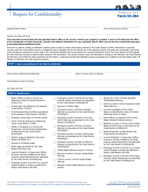 Texas Property Tax Confidentiality Request Form 50-284