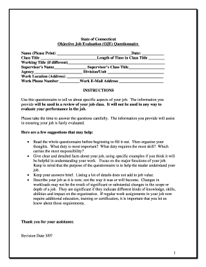 Connecticut Objective Job Evaluation Questionnaire