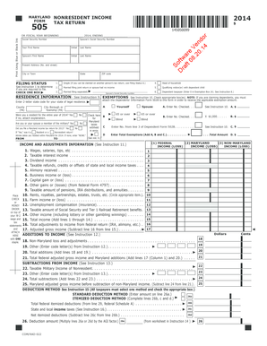 Maryland Nonresident Income Tax Form 505