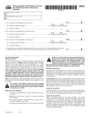 Maryland Direct Deposit Tax Refund Form 588