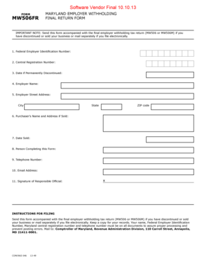 Maryland Employer Withholding Final Return Form