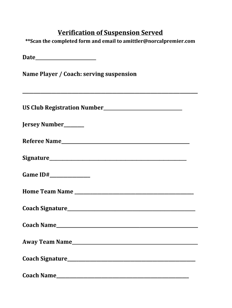 Fillable Online Fillable Online Verification of Suspension Served