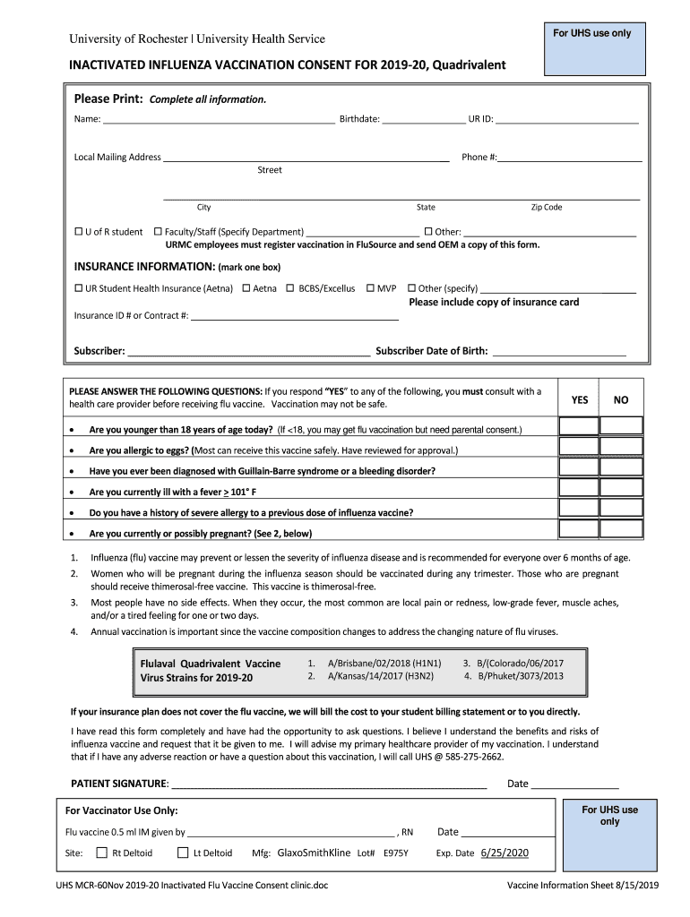 generic influenza consent form Preview on Page 1