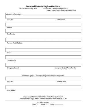 Fillable Online Norwood Nemesis Registration Form - esportsdesk.com Fax ...