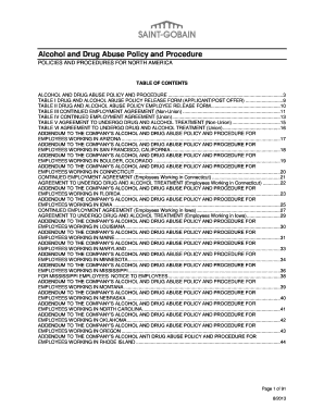 Alcohol and Drug Abuse Policy and Procedure