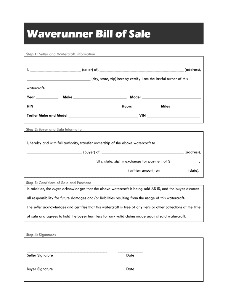 Waverunner Bill of Sale Preview on Page 1