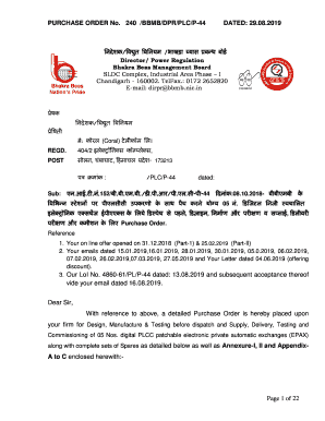 PURCHASE ORDER No. 240 /BBMB/DPR/PLC/P-44 DATED ...