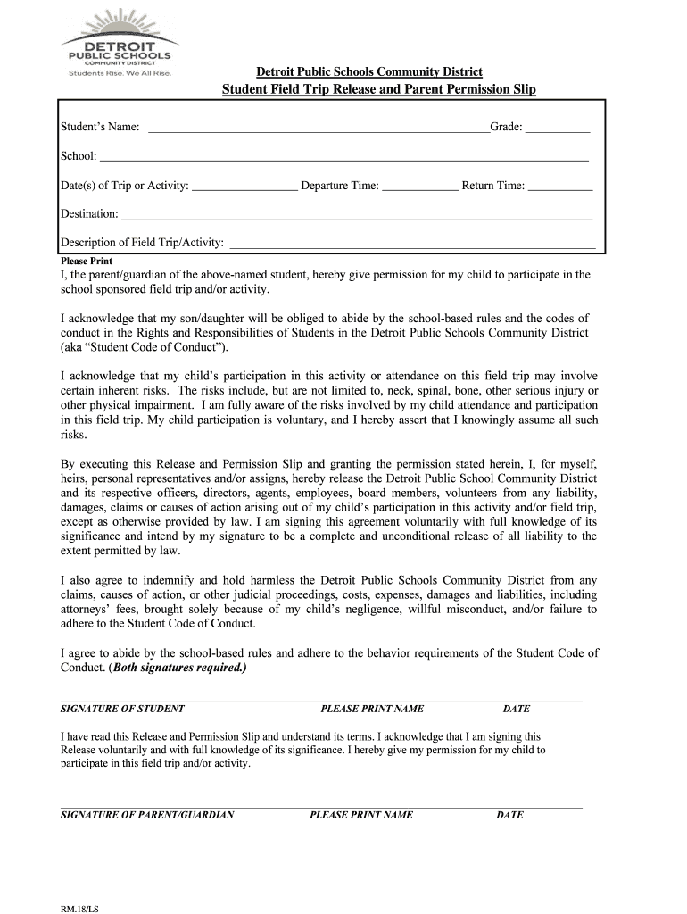 Student-Out-of-Country Release Permission Slip and Medical Preview on Page 1