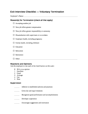 Exit Interview Checklist -- Voluntary Termination.doc. &amp;lt;p&amp;gt;Exit Interview ChecklistVoluntary Termination Employee s Name