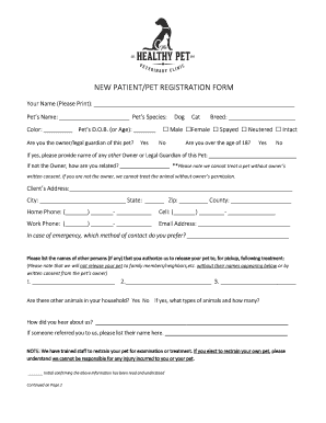 NEW PATIENT/PET REGISTRATION FORM