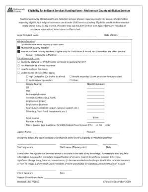 Eligibility for Indigent Services Funding Form