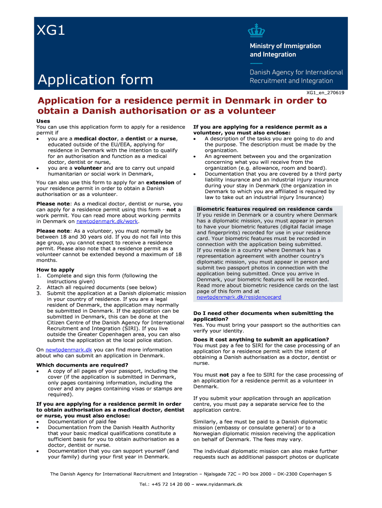 Xg1 Visa Denmark - Fill Online, Printable, Fillable, Blank | pdfFiller