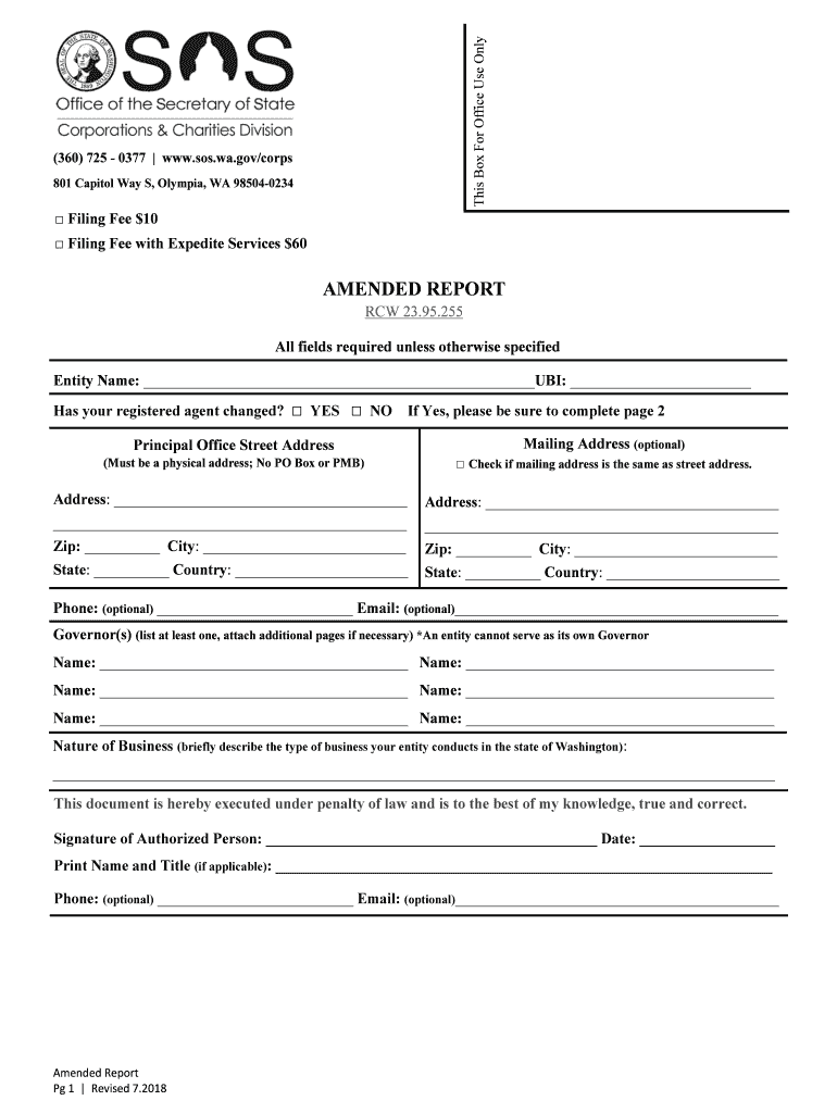 washington secretary of state amended annual report