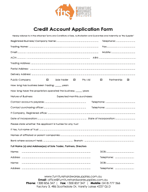 Credit Account Application Form - Shopify