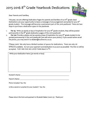 8th grade dedication examples