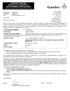 Notice is hereby given that a development application requiring Category 2 Public Notification has been lodged with