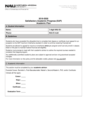 NAU Satisfactory Academic Progress Appeal Form