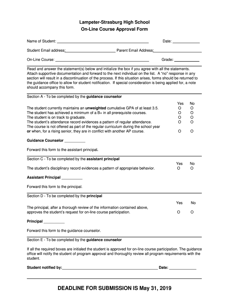 Fillable Online LampeterStrasburg High School OnLine Course Approval
